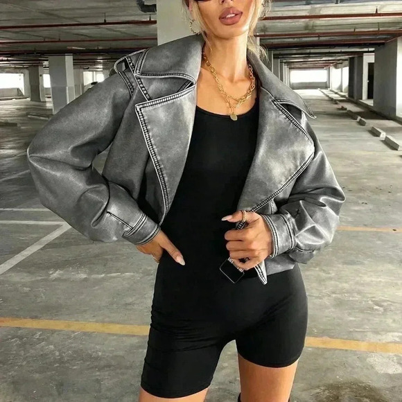 Grey Casual Women's Coolane Zip Up Moto Jacket - Picture 7 of 7